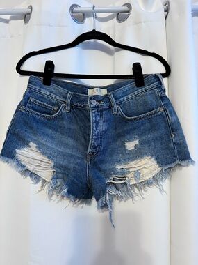 Free People We The Free Button Fly Denim Distressed Shorts Womens Sz 26